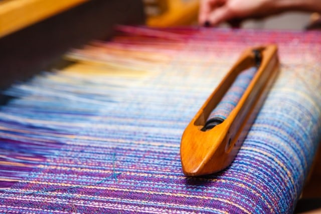 Colorful Fabric - Weaving on a Loom